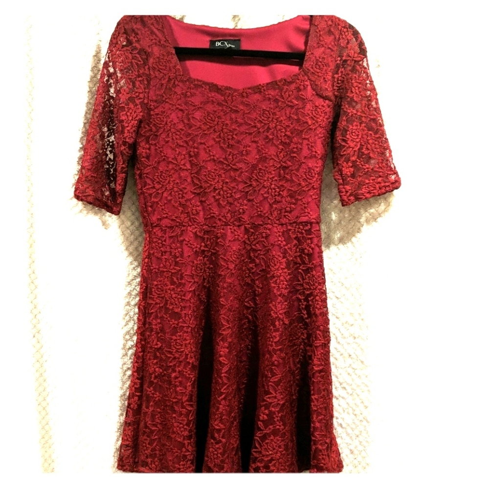 BCX Red Lacey flare dress